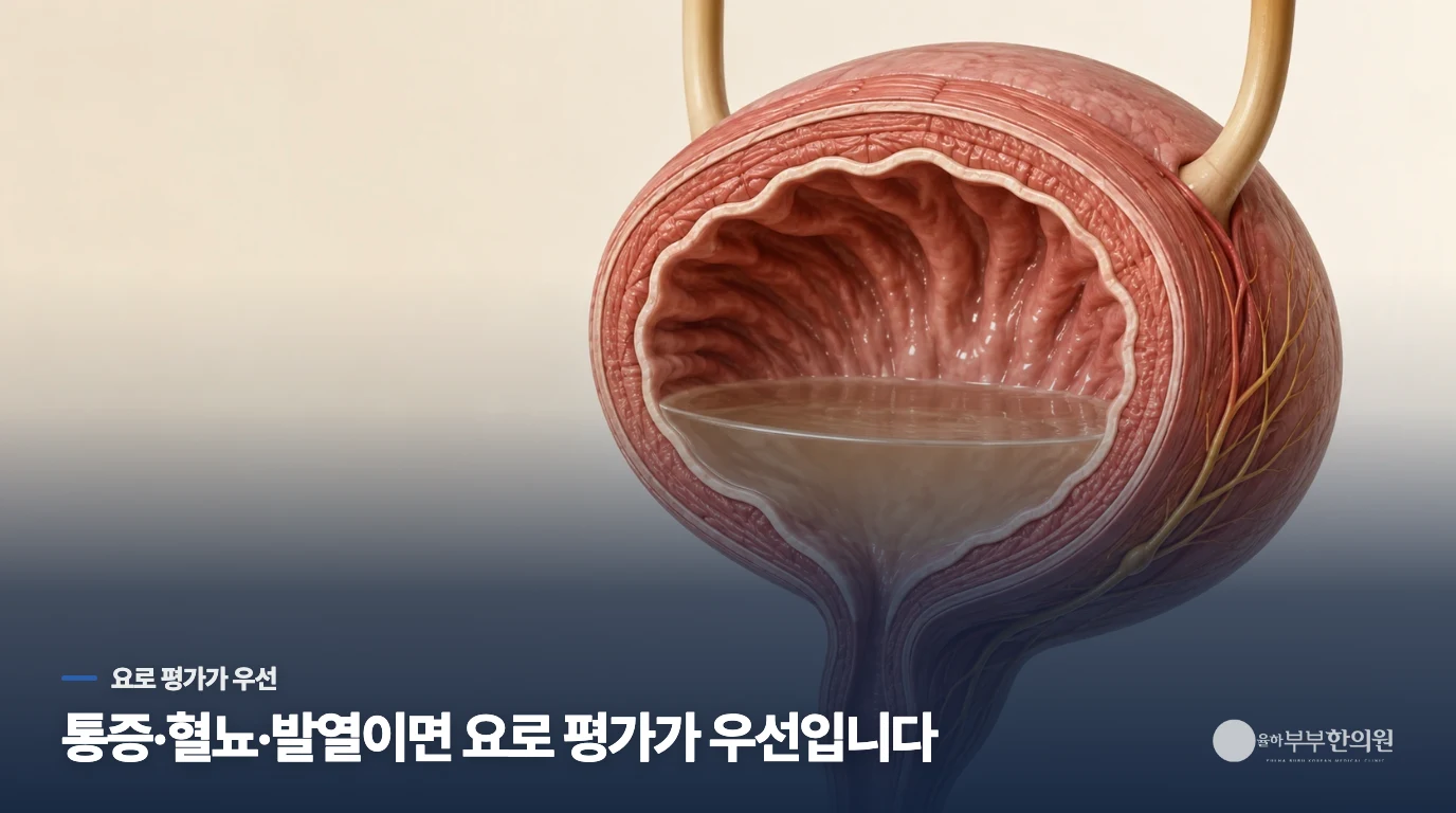 배뇨통이나 혈뇨가 있으면 과민성방광증후군으로 넘기지 마세요