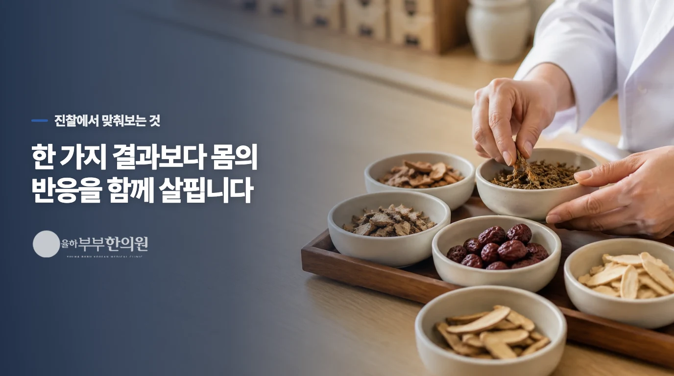 율하부부한의원 의료진의 기록 확인 모습