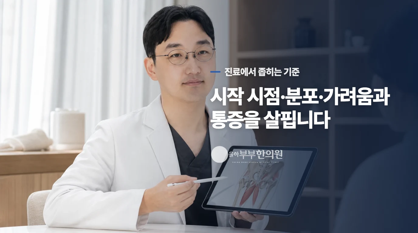 진료에서는 시작 시점과 피부 자극을 좁혀 묻습니다