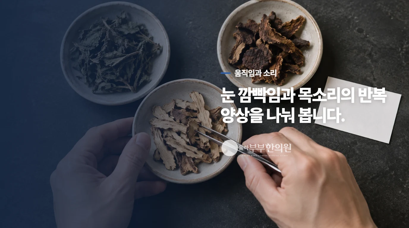 틱처럼 보이는 움직임과 소리는 어떤 모습으로 나타날까요?