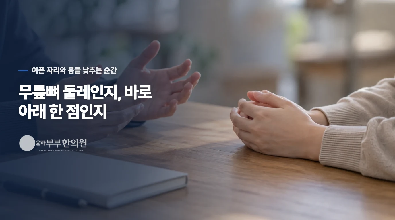 무릎뼈 둘레인지, 바로 아래 한 점인지