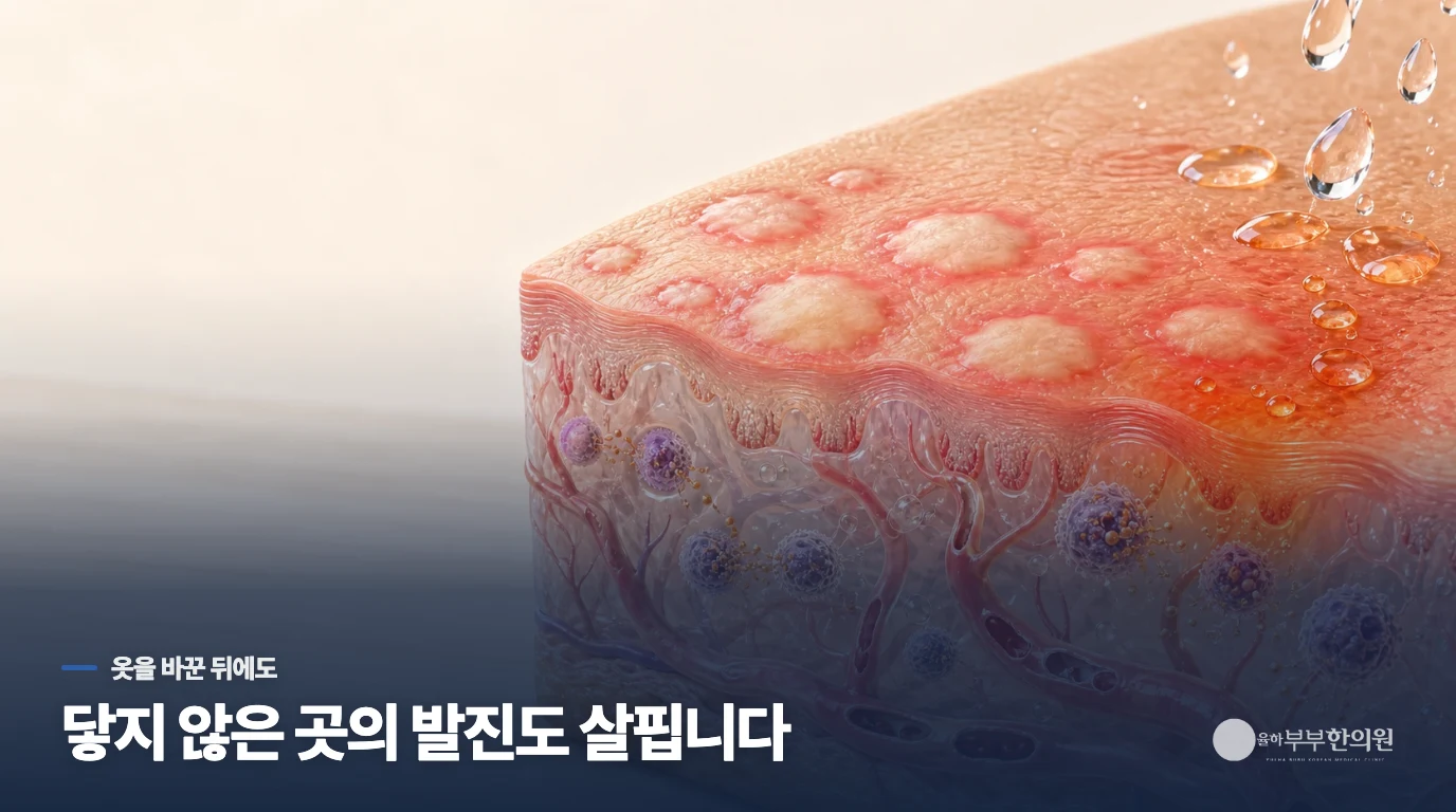 옷을 바꿨는데 팔과 몸통에도 올라오는 이유